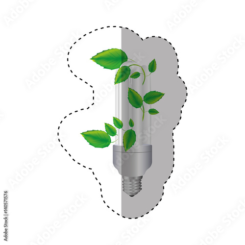 sticker colorful silhouette with fluorescent bulb and creeper plant vector illustration