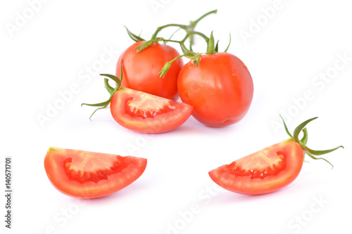 Tomato leaf on white background