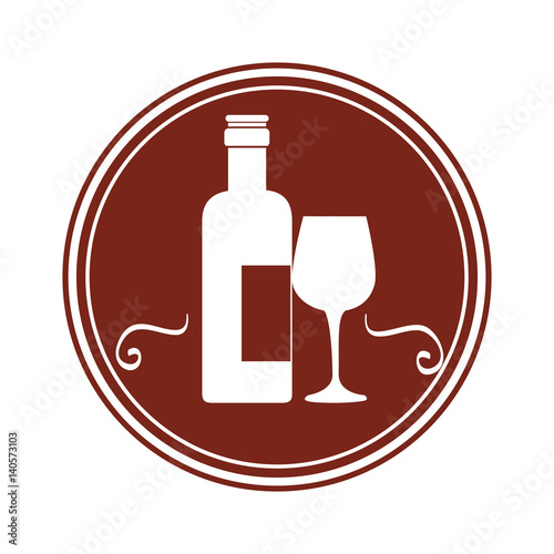 wine cup and bottle isolated icon vector illustration design