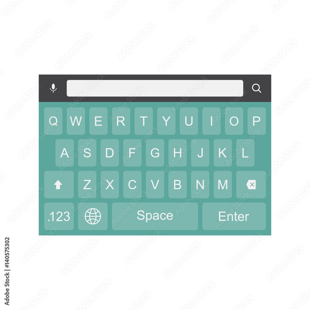 Turquoise keyboard for smartphone. Flat vector illustration EPS 10 Turquoise keyboard for smartphone. Flat vector illustration EPS 10