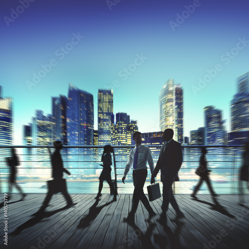 Business People Global Commuter Walking City Concept