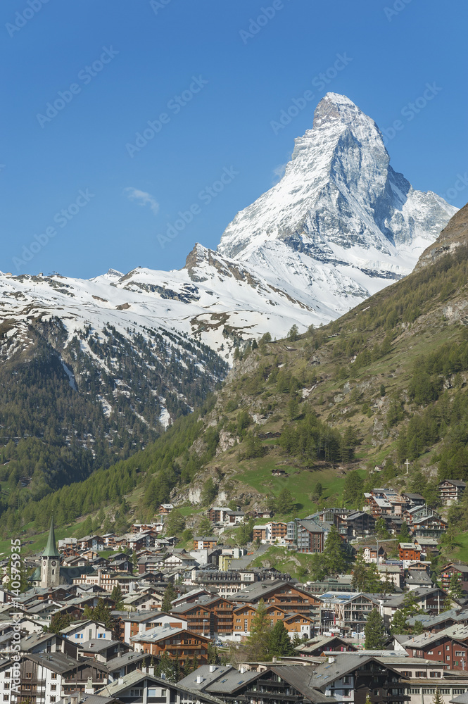 Stunning Landscape of Mountain Matterhorn and Zermatt, Swiss