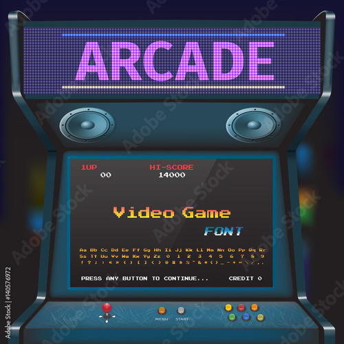 Arcade Video Game Font. 8 bit font. Arcade Retro Machine.