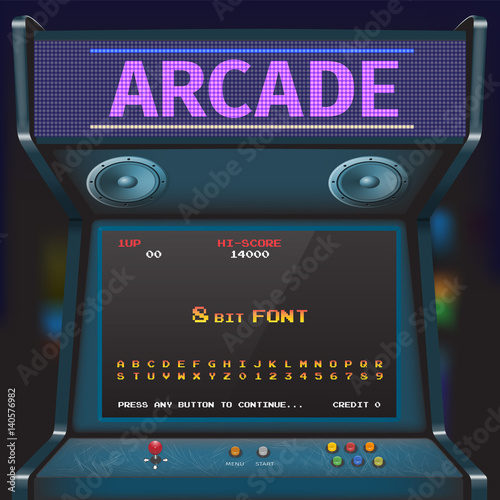Arcade Video Game Font. 8 bit font. Arcade Retro Machine.