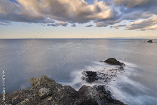 Morning sea and rock formations at Futo coast, Shizuoka Prefecture, Japan