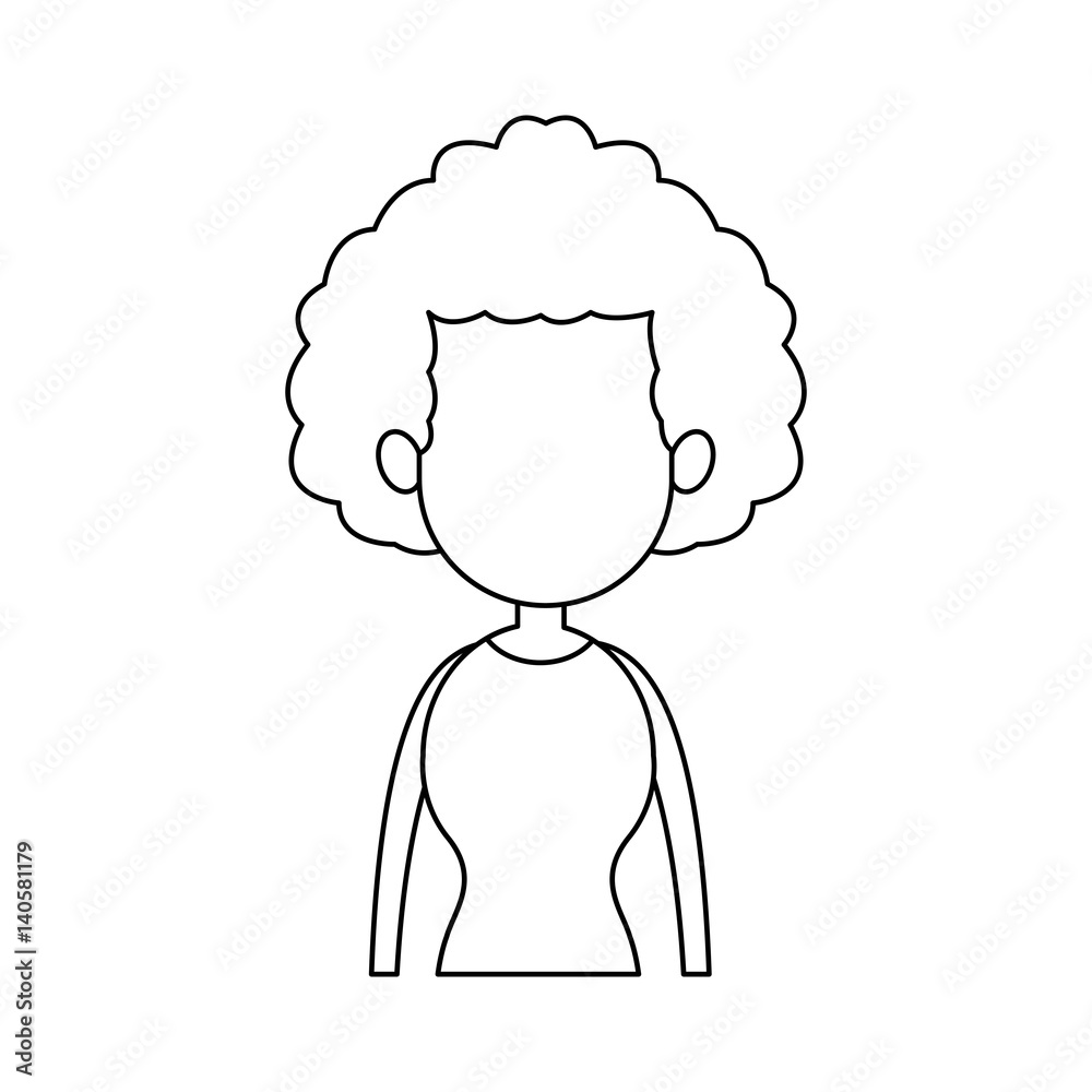 faceless woman with curly hair cartoon icon image vector illustration design 