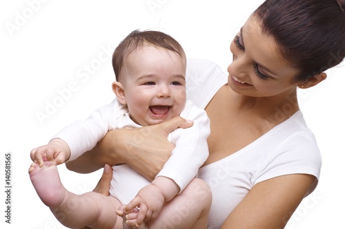 Portrait of elfish little boy and mother