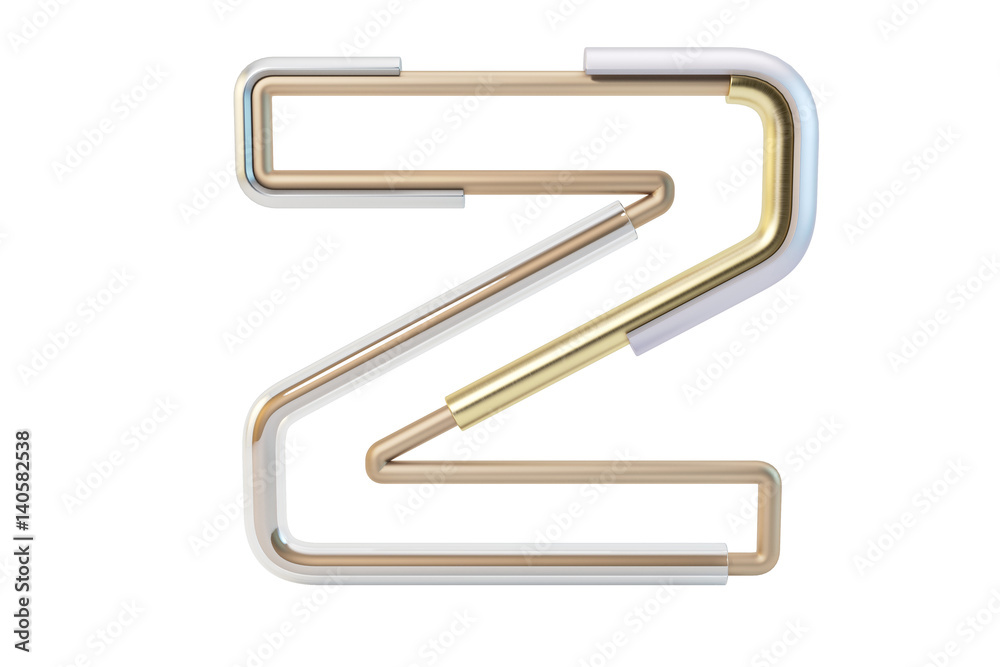 Metall pipe alphabet isolated on white background 3d illustration letter Z Metall pipe alphabet isolated on white background 3d illustration letter Z