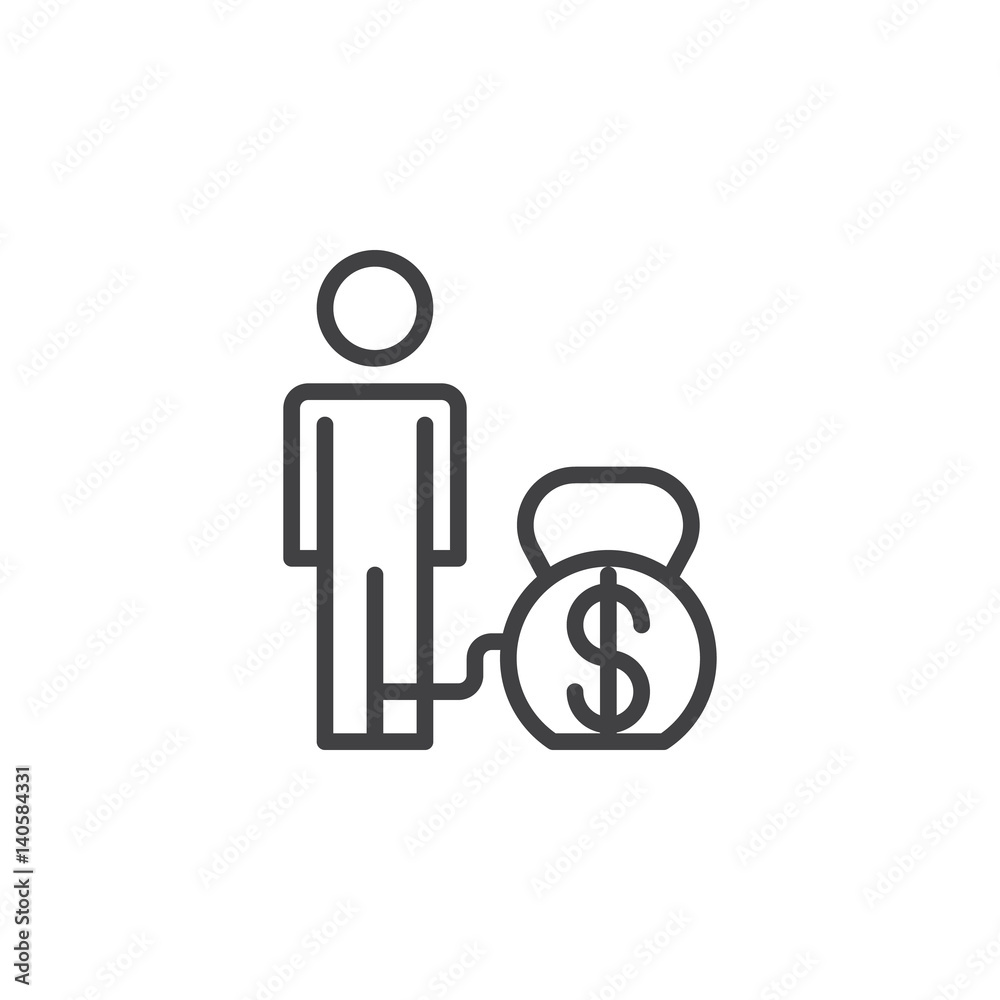 Debt line icon, outline vector sign, linear style pictogram isolated on white. Symbol, logo illustration. Editable stroke. Pixel perfect Debt line icon, outline vector sign, linear style pictogram isolated on white. Symbol, logo illustration. Editable stroke. Pixel perfect