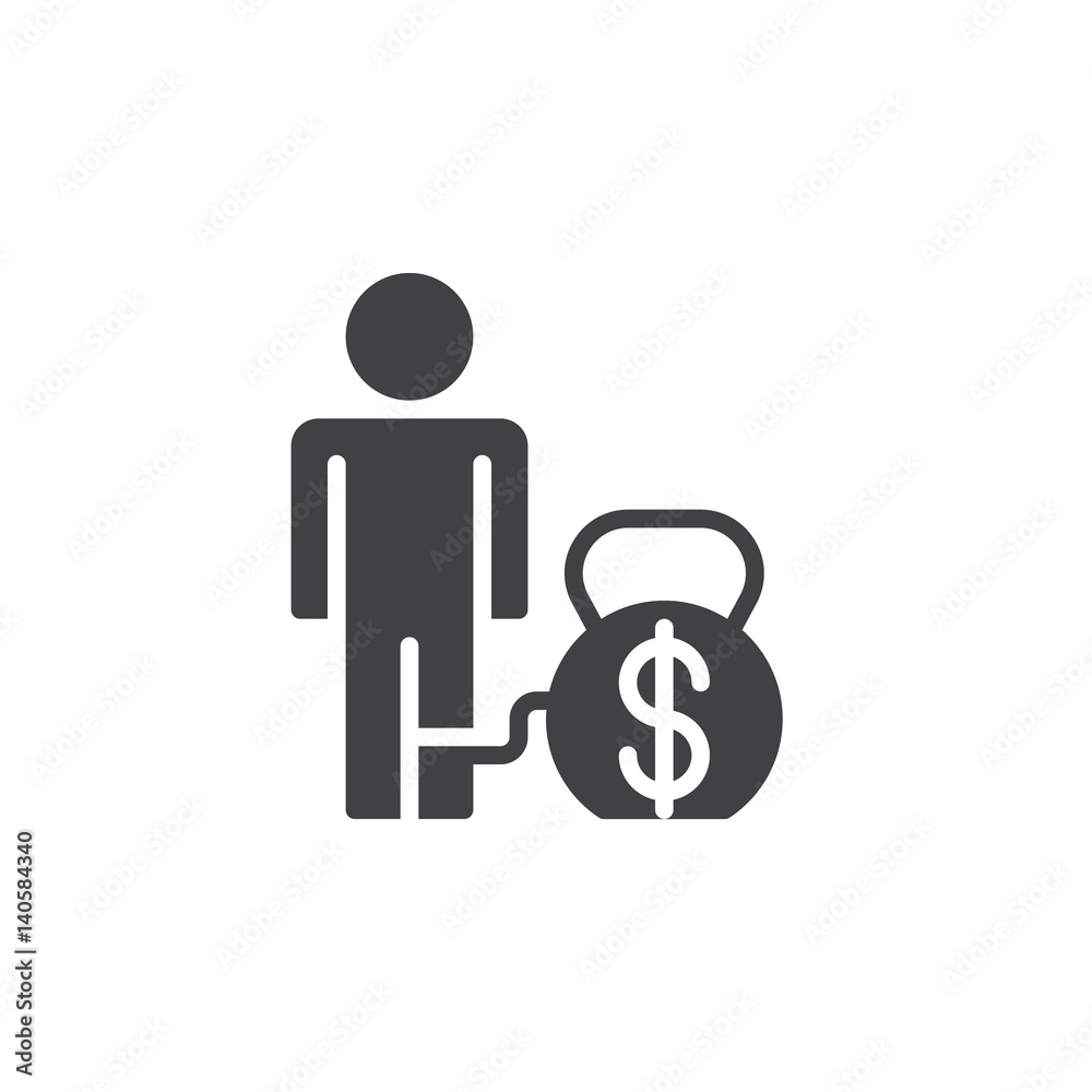 Debt icon vector, filled flat sign, solid pictogram isolated on white. Symbol, logo illustration. Pixel perfect Debt icon vector, filled flat sign, solid pictogram isolated on white. Symbol, logo illustration. Pixel perfect