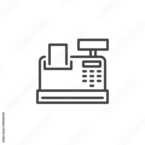 Cash register line icon, outline vector sign, linear style pictogram isolated on white. Symbol, logo illustration. Editable stroke. Pixel perfect