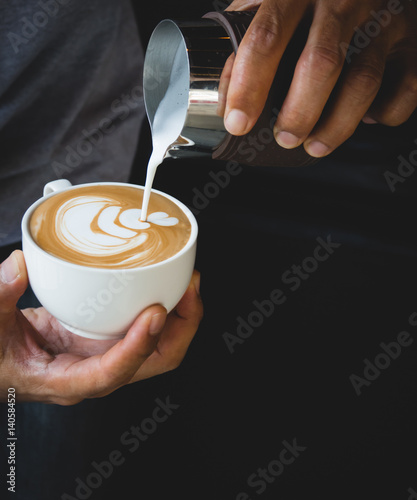 Coffee latte art in coffee shop