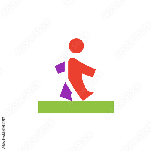 Vector icon or illustration showing walking human in material design style