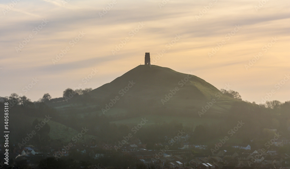 North East morning View of Glastonbury Tor England