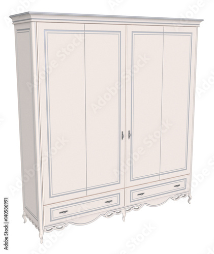 White wooden classic wardrobe