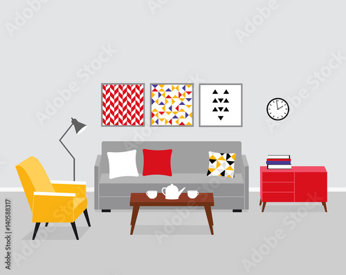 Vector living room interior
