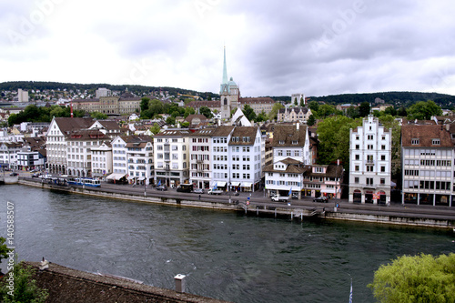 Zürich or Zurich, Switzerland at the northwestern tip of Lake Zürich