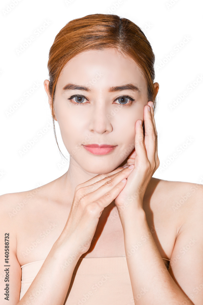 portrait asia women skincare close up isolated