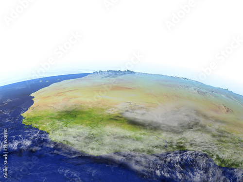 Western Africa on realistic model of Earth