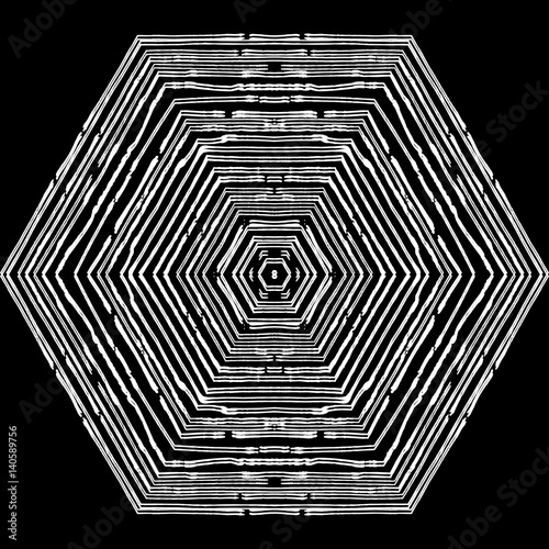 Vector circular pattern in grunge style. Lined pattern. Hipsters, boho, rustic