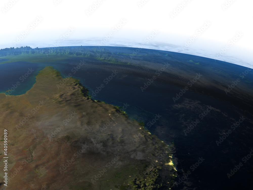 Great Reef Barrier at night on planet Earth Great Reef Barrier at night on planet Earth