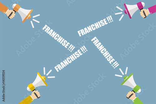 Franchise Hands Holding Megaphone