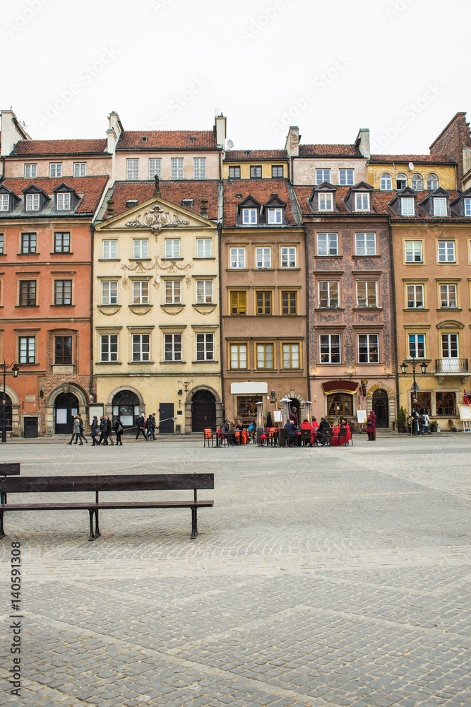 The area of the Old Town in Warsaw, Poland . Old houses built in the eighteenth and nineteenth century.