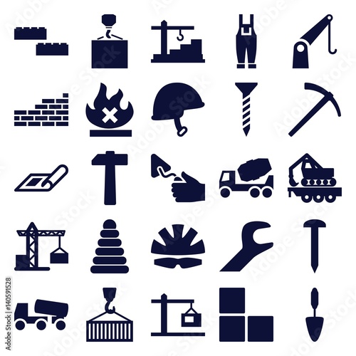 Set of 25 build filled icons