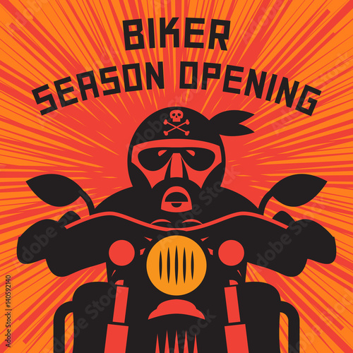 Biker riding a motorcycle. Bikers event or festival emblem