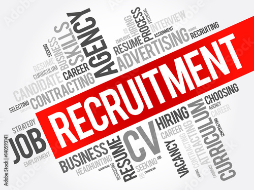 Recruitment word cloud collage, business concept background