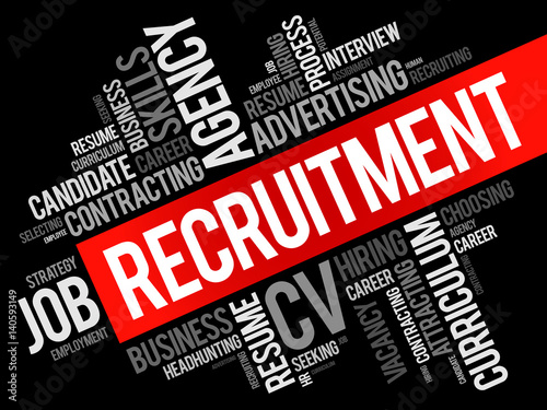 Recruitment word cloud collage, business concept background