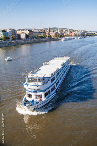 Tourist ships on the river Danube, Budapest, Hungary