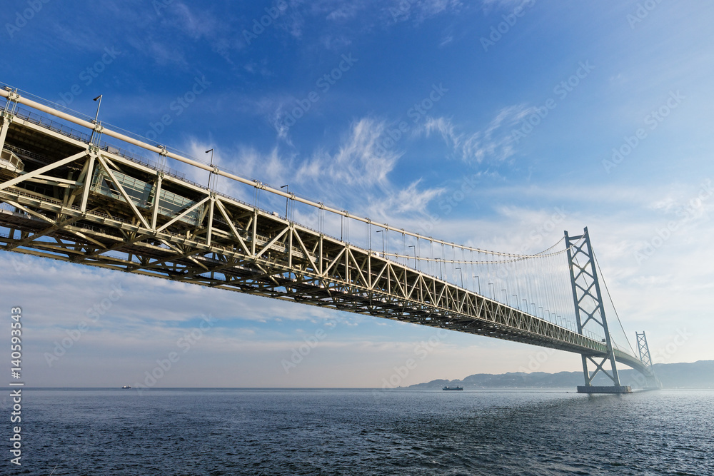 兵庫 舞子公園から見る明石海峡大橋