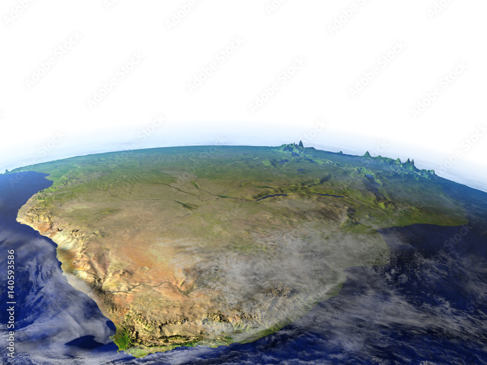South Africa on realistic model of Earth