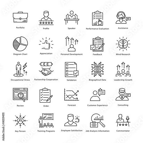 Business Management and Growth Vector Line Icons 12