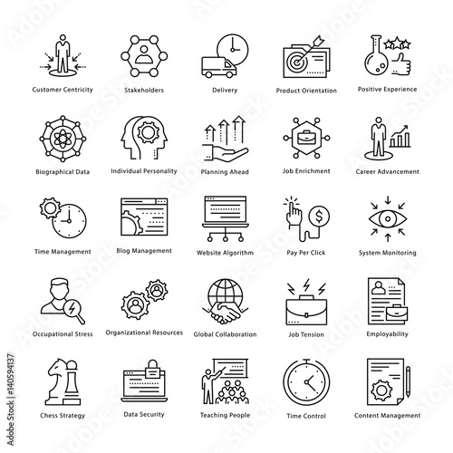 Business Management and Growth Vector Line Icons 13