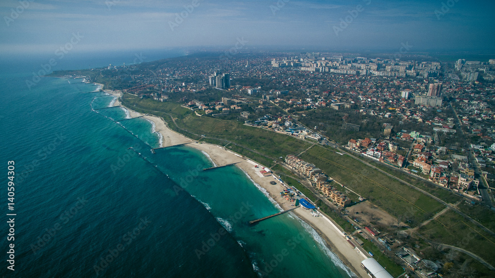 Fototapeta premium Aerial Of Odessa, Ukraine. Coastline. aerial photography