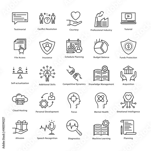 Business Management and Growth Vector Line Icons 20