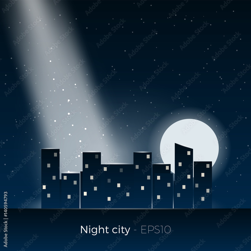Night city silhouette