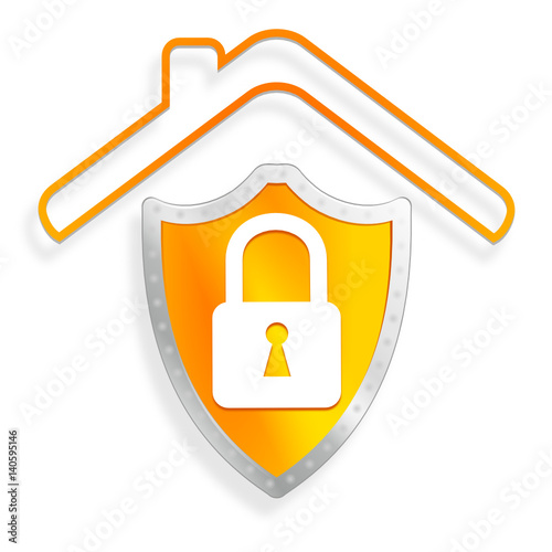 cadenas sécurité sur bouclier orange