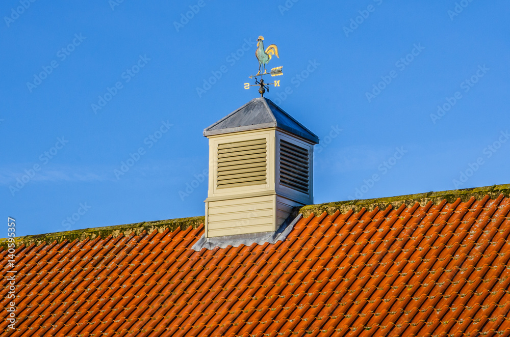 Tower and Weather Vane on Red Tiled Roof