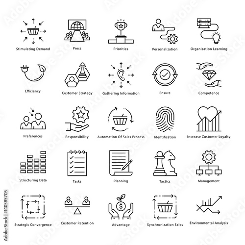Business Management and Growth Vector Line Icons 30