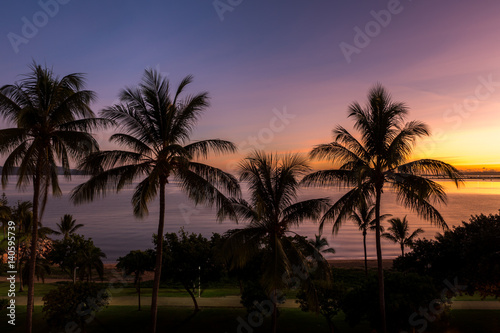 The tropical Strand beach, Townsville, Australia at sunrise
