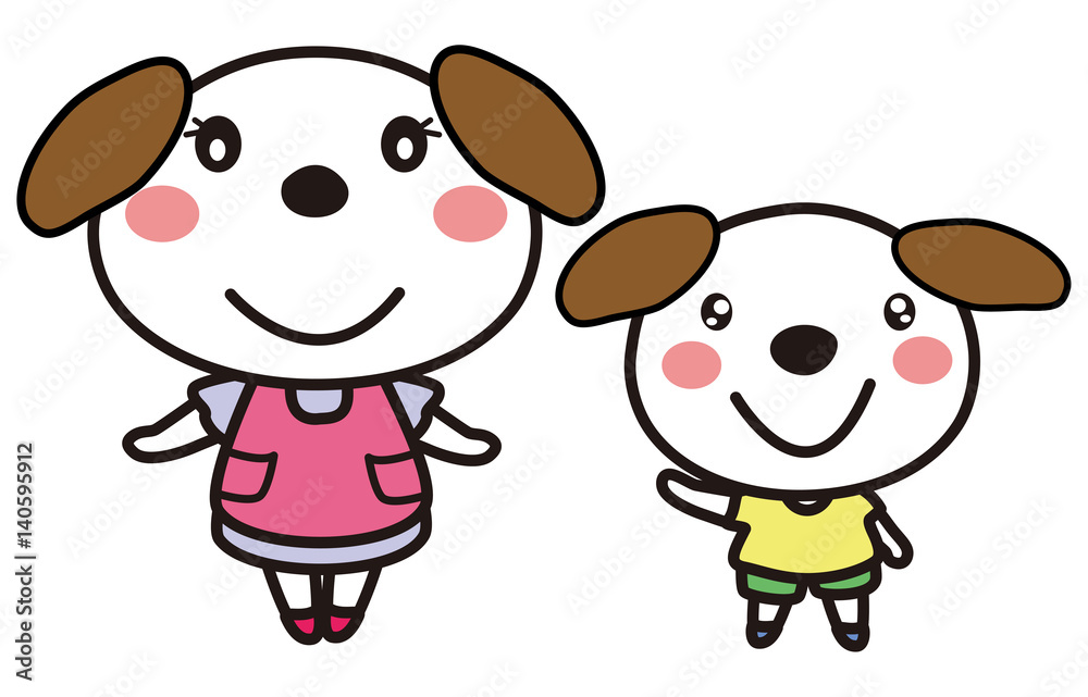 Fototapeta premium 犬のお母さんと子供