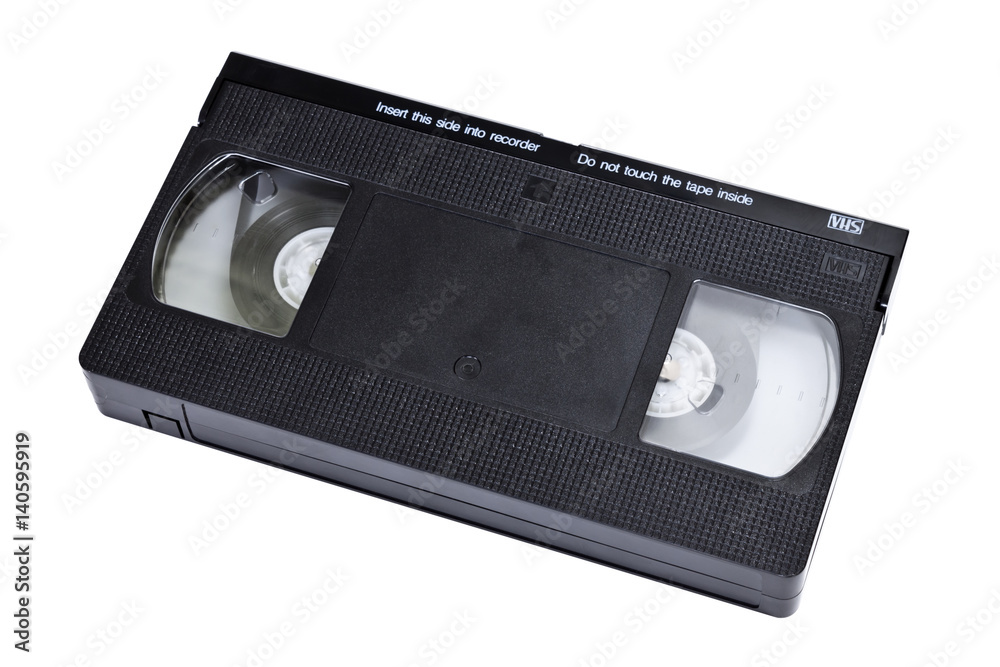 Video cassette tape isolated on white background with clipping path