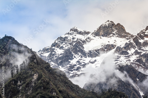 Snow mountain with fog , Lachen North Sikkim India photo