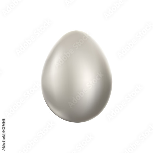 Silver easter egg isolated on white background.