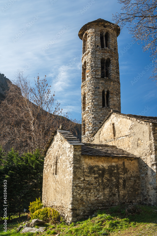 Romanic church in Santa Coloma village, Andorra