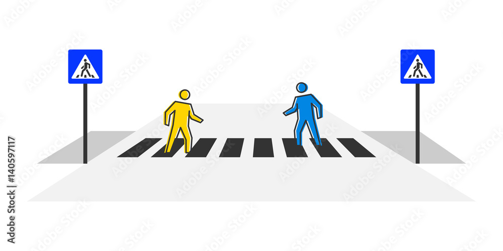 Pedestrian Crossing Road Sign Vector Illustration Stock