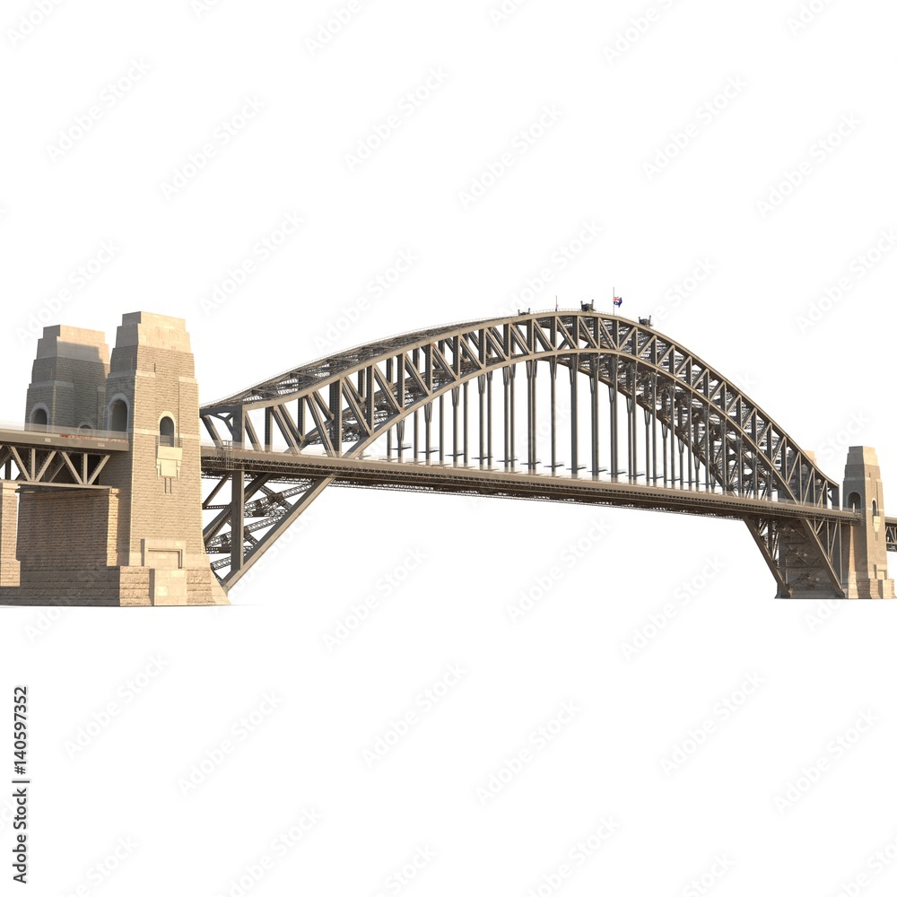 Sydney Harbour Bridge on white. 3D illustration